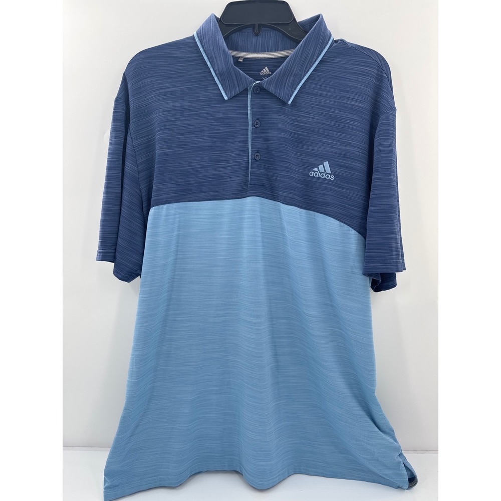 Adidas Golf Polo Shirt Mens XL Blue Space Dye Colorblock Short Sleeve RN88387